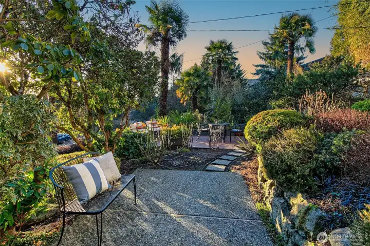 Meandering paths and multiple view patios to enjoy the outdoors and views.