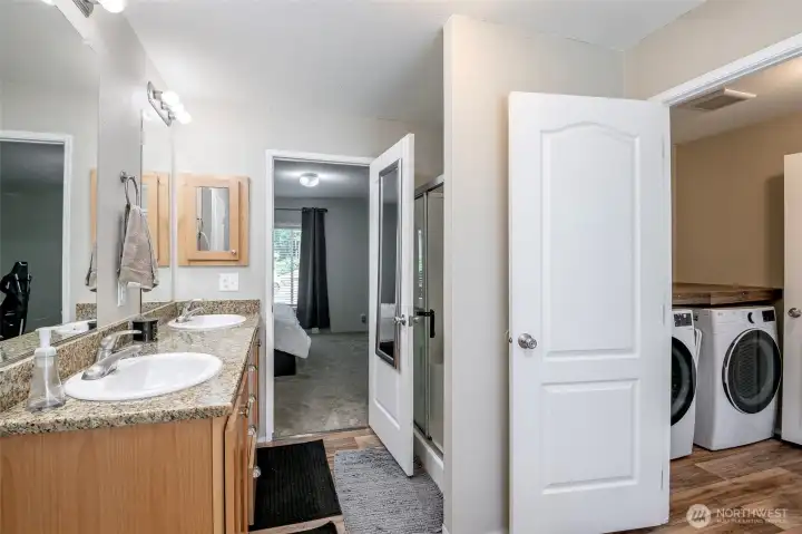 Bathroom with access to laundry room Bathroom with access to laundry room