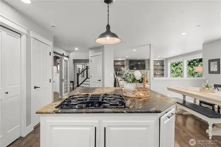 Kitchen flows seamlessly into the eat-in area off to the right, family room overlooking the wooded area and the private dining area to the left. Perfect for entertaining family and friends. Kitchen flows seamlessly into the eat-in area off to the right, family room overlooking the wooded area and the private dining area to the left. Perfect for entertaining family and friends.
