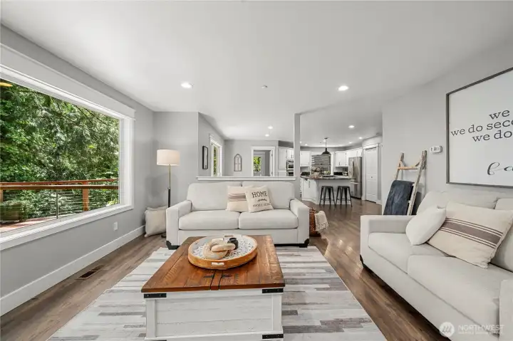 Open floor plan allows for great entertaining from the family room, to the kitchen and outdoor deck. Open floor plan allows for great entertaining from the family room, to the kitchen and outdoor deck.