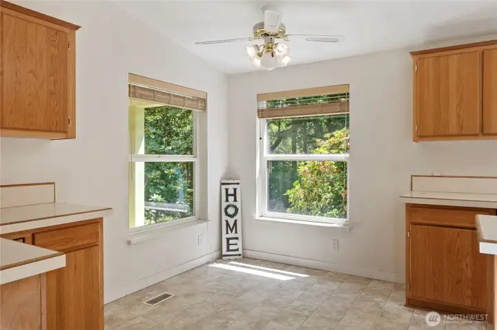 Kitchen nook - this kitchen has so much storage and space and a walk-in pantry.