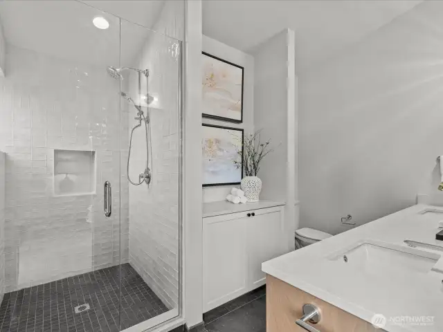 Primary bathroom with heated floors!