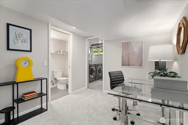 Perfectly tucked away, this dedicated home office space is private yet connected—work from home in comfort and style.