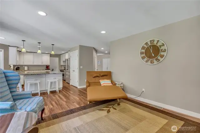 Gatherings are easy with the family room open to the kitchen.