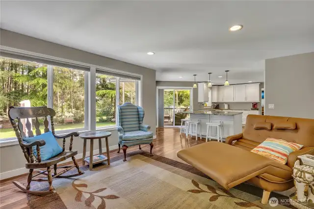 The family room and kitchen blend seamlessly.