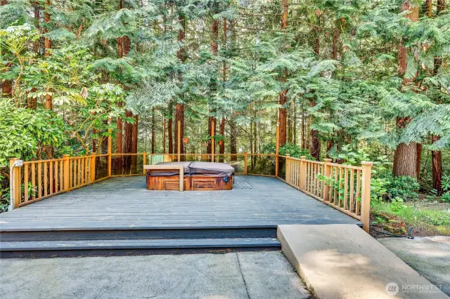 Enjoy relaxing surroundings while soaking in the hot tub