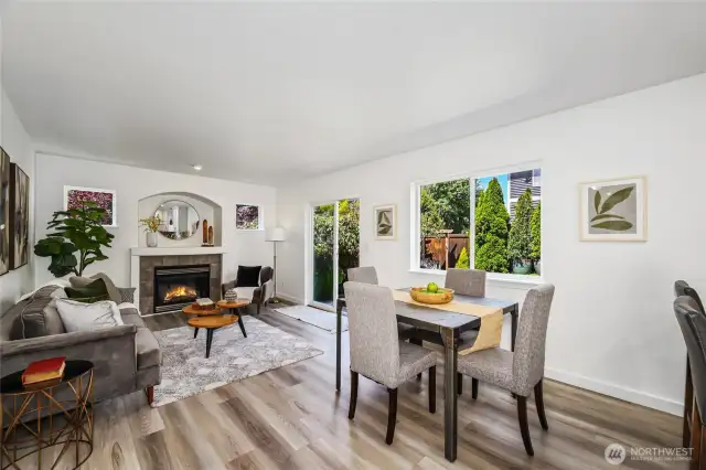 Informal dining and family room opening to the back yard.