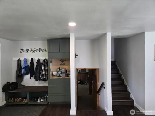 Entry area showing lower and upper stairs