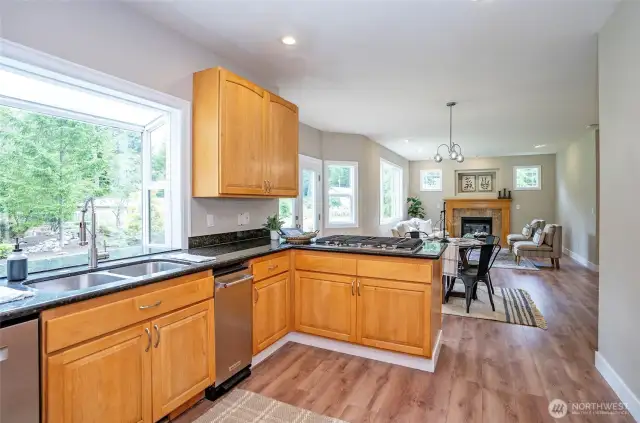 Lovely views into the backyard from Kitchen