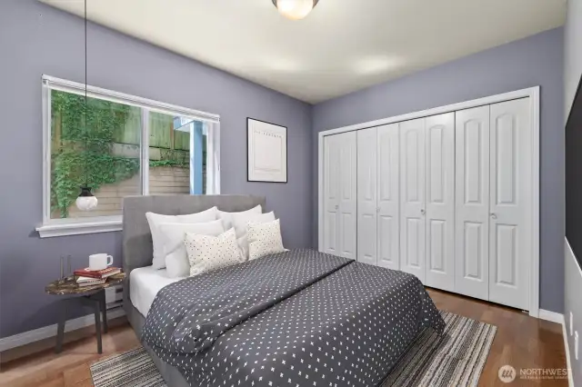 Spacious second bedroom with HUGE closet! No shortage of storage in this home.