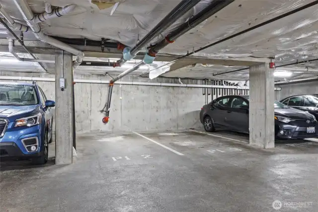 2-deeded parking stalls located in the secure garage (P2 - P3).