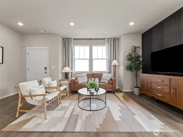 Versatile seating zone faces the entry, offering effortless flow for greeting friends and family. Pictures are for representational purposes only, colors and features may vary.
