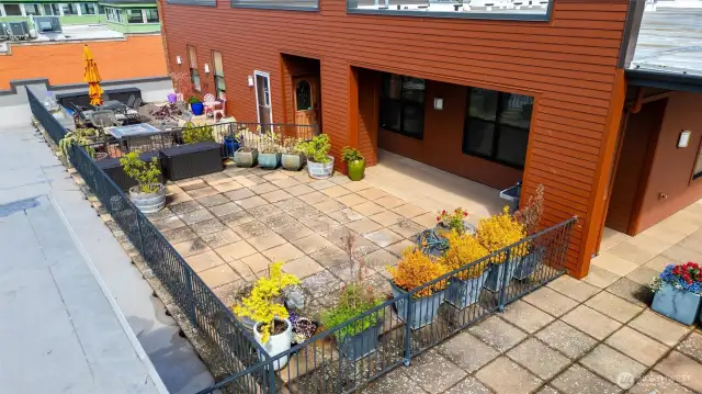 Next to shared rooftop area