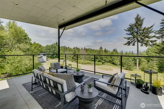 Lg deck area off kitchen and dining rm. Expansive views and privacy