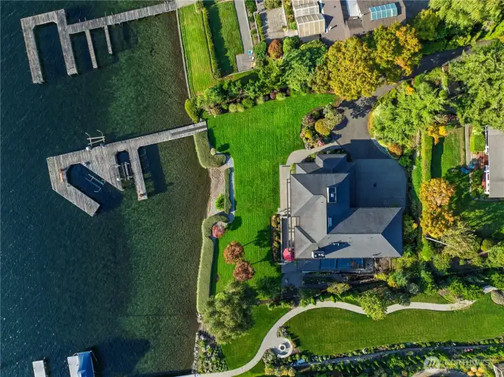 Gorgeous waterfront property with stunning views and ample space for outdoor enjoyment.