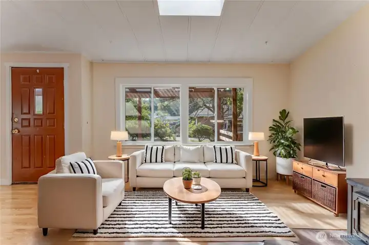 Virtually staged living room.
