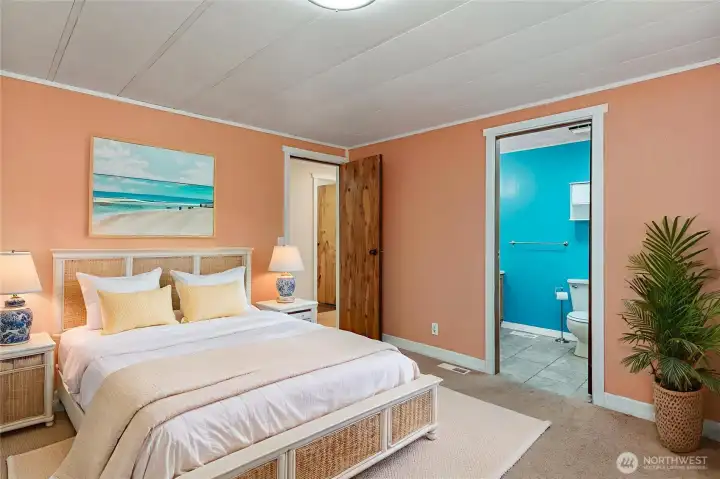 Virtually staged primary bedroom.