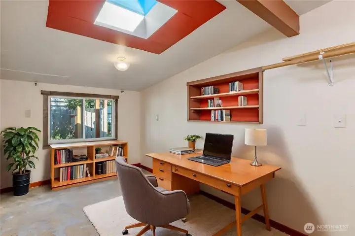 Virtually staged office in bonus room.