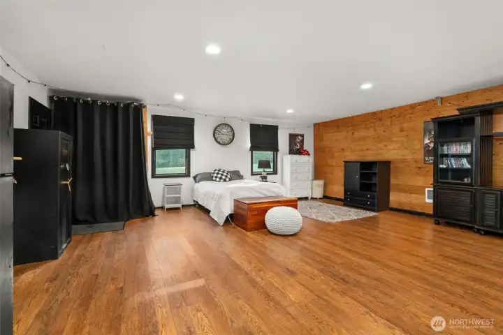 Game room in detached garage.