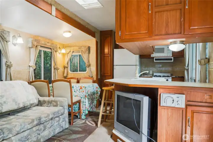 Kitchen area with slide out.