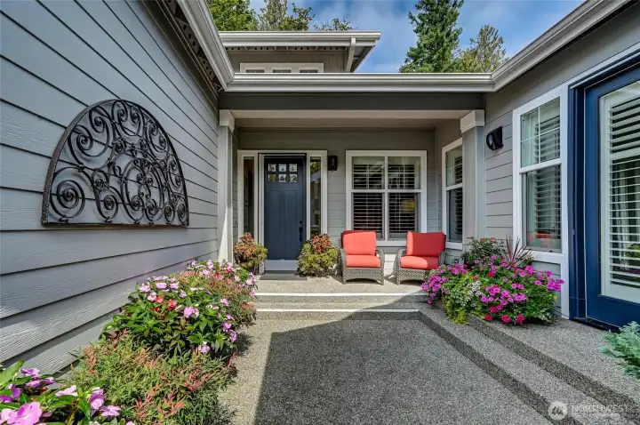 The photos taken in July show just how well flowers and plants grow in the courtyard.