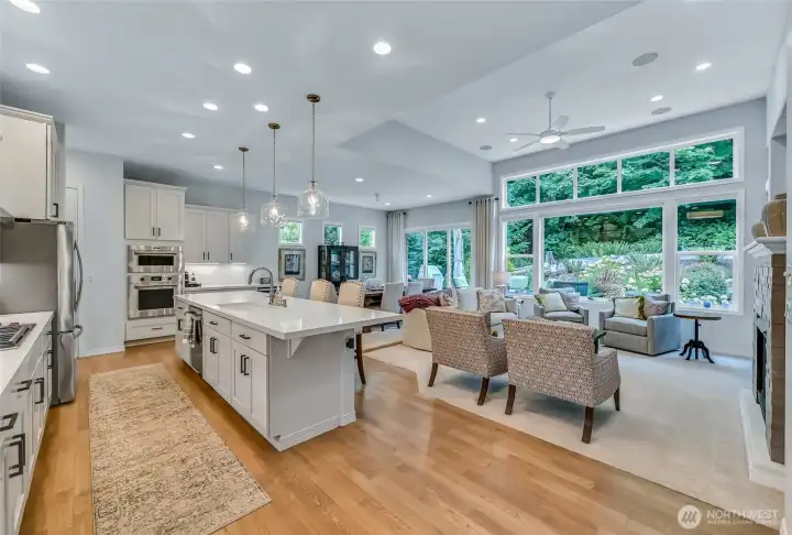 in 2022 all the cabinets were refaced and painted and the custom pendant lights were added. Appliances upgraded: a 5 burner gas Wolf range, Wolf oven/microwave combo, a Wolf oven, and Asko dishwasher were installed. Quartz counters were added in 2024.