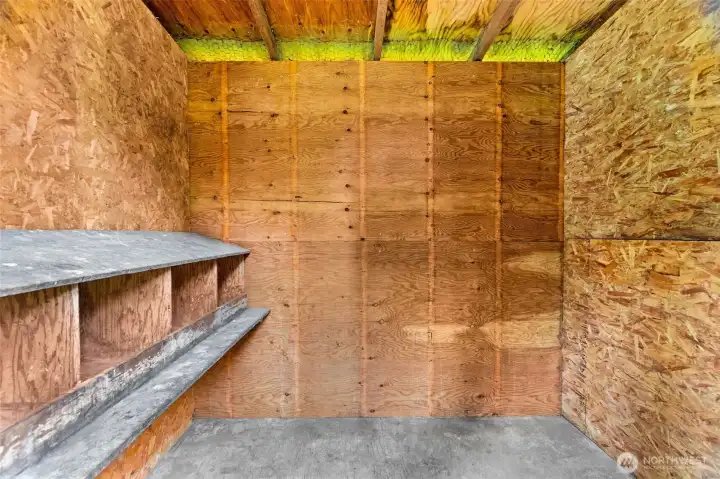 interior of chicken coop.