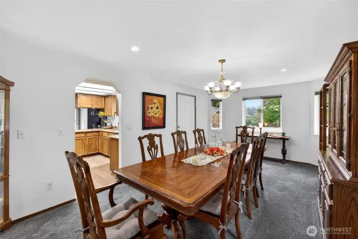 Dining room opens up to the kitchen for easy access while gathering