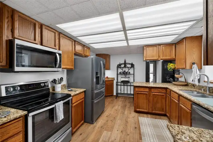 Spacious kitchen with tons of storage and counter space.