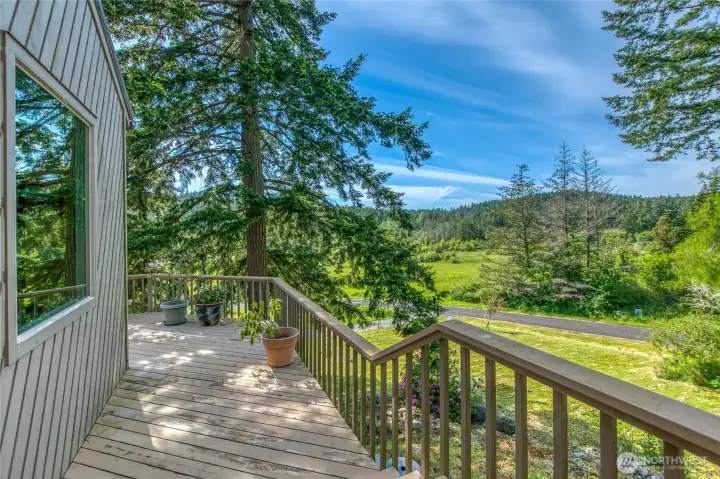 This photo was taken on the deck at the north end of the main house, looking northwest.