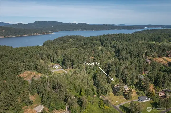 Looking southeast, West Sound is the body of water.
