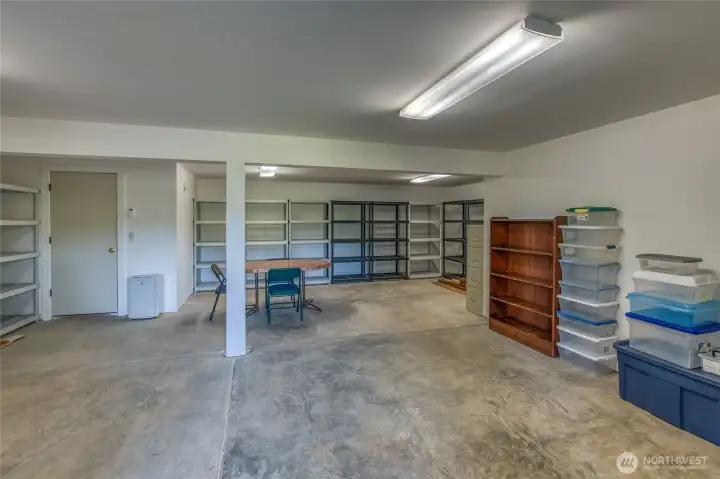 Heated, basement storage under the studio.