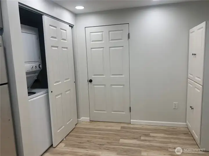 Lower dining area and laundry closet