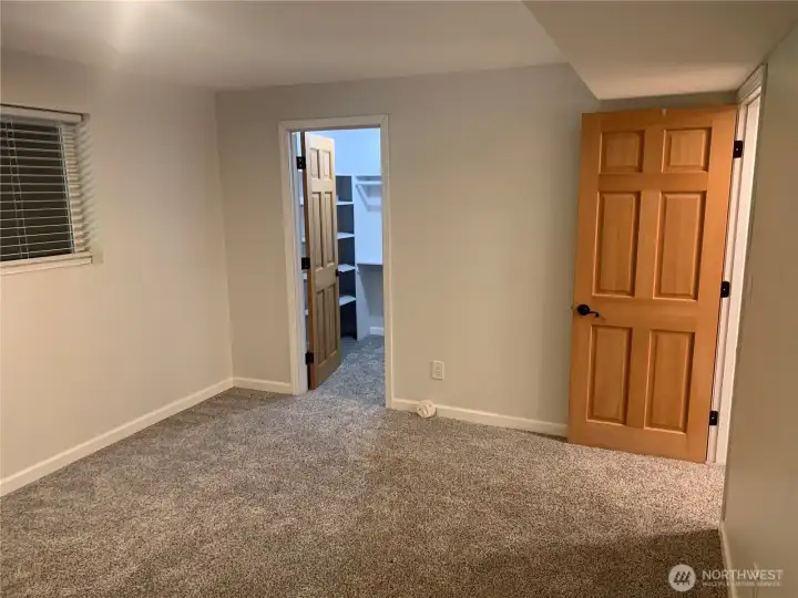 Lower primary bedroom and walk-in closet