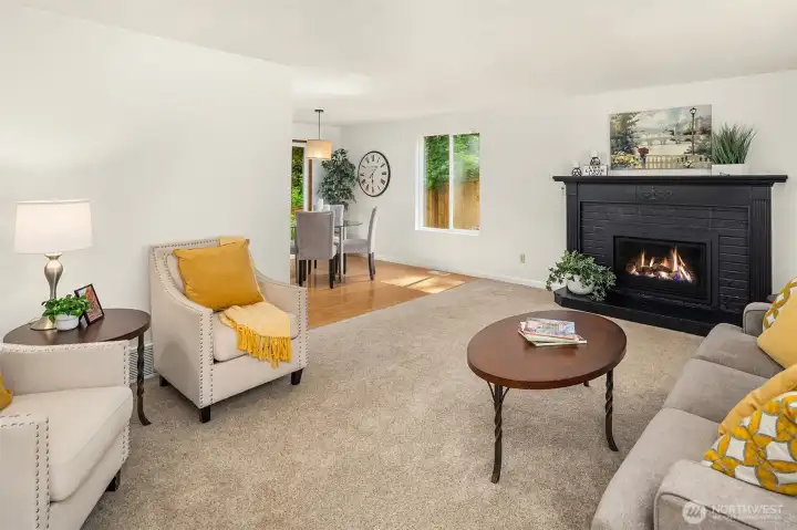 Step in to this extensively remodeled residence to find a bright, open, tri-level floor plan. Freshly painted throughout. The crisp living room welcomes you with an abundance of natural light, and is framed by a handsome gas fireplace.