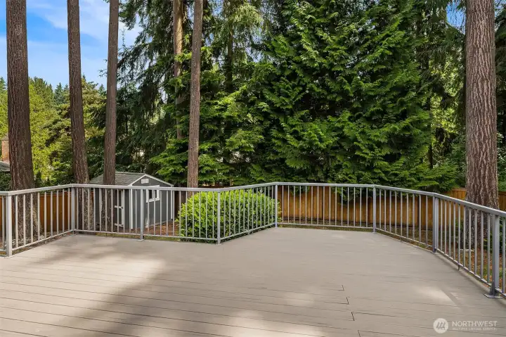 Large deck and fully-fenced backyard, perfect for Summer entertaining or dining al fresco.