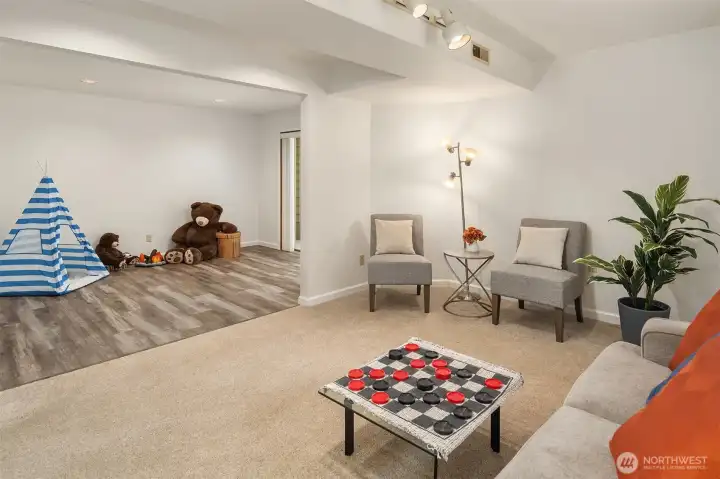 The layout offers great flexibility of everyday living with a lower-level rec room retreat ~ perfect for movie nights, and adjacent flex room ~ ideally suited for an office/homework space/playroom/home gym, or convert back to a 4th bedroom with it's own private patio.