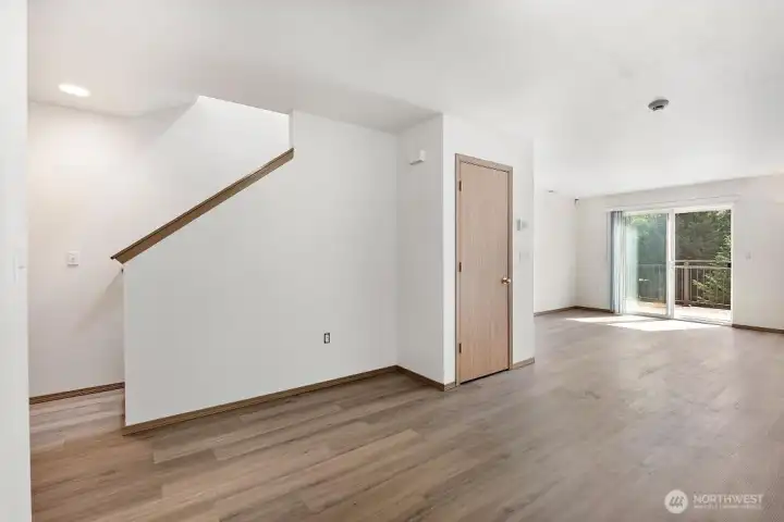 Dining area facing living room
