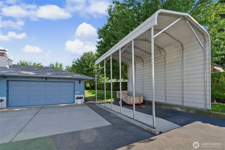 Covered RV parking with electrical hook-up