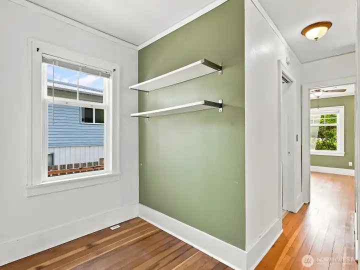 The nook to the left is a great spot for a desk.