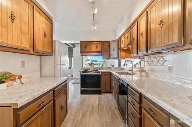 View of kitchen from entry.