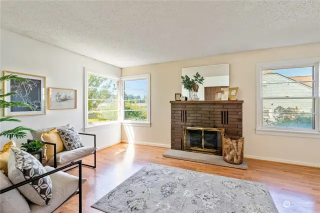 Living room at left of entry. View to the West from these windows.