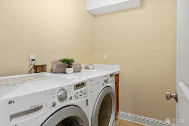 A real laundry room! With a sink even! All appliances stay and convey with sale.