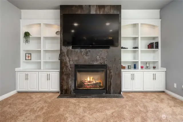 This Dekton Trillium custom fireplace surround is stunning!
