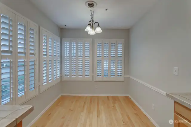 Great East-facing kitchen nook is perfect-sized for morning coffee and a table for up to 4.