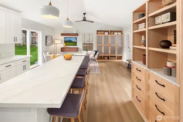 Maple cabinetry adds plenty of storage to this room.