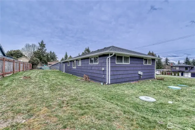 Here is the other side of the yard also showing the back yard from this view.