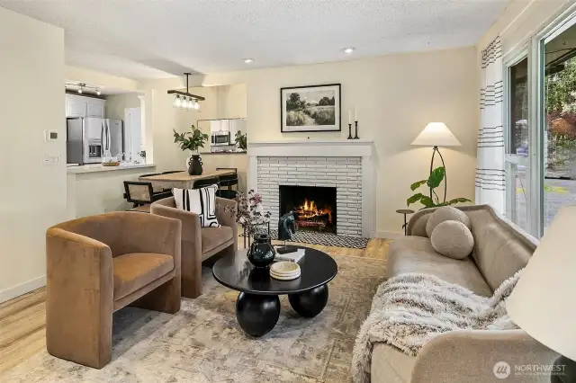 Wood burning fireplace