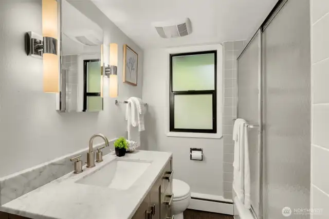 The refreshed main floor full bathroom.
