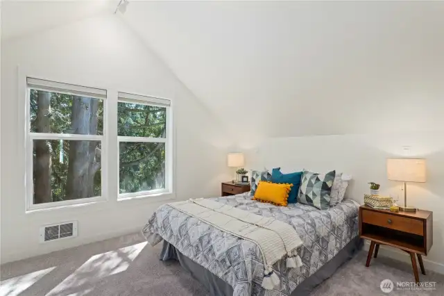 One of two bedrooms upstairs - bright, airy and spacious!